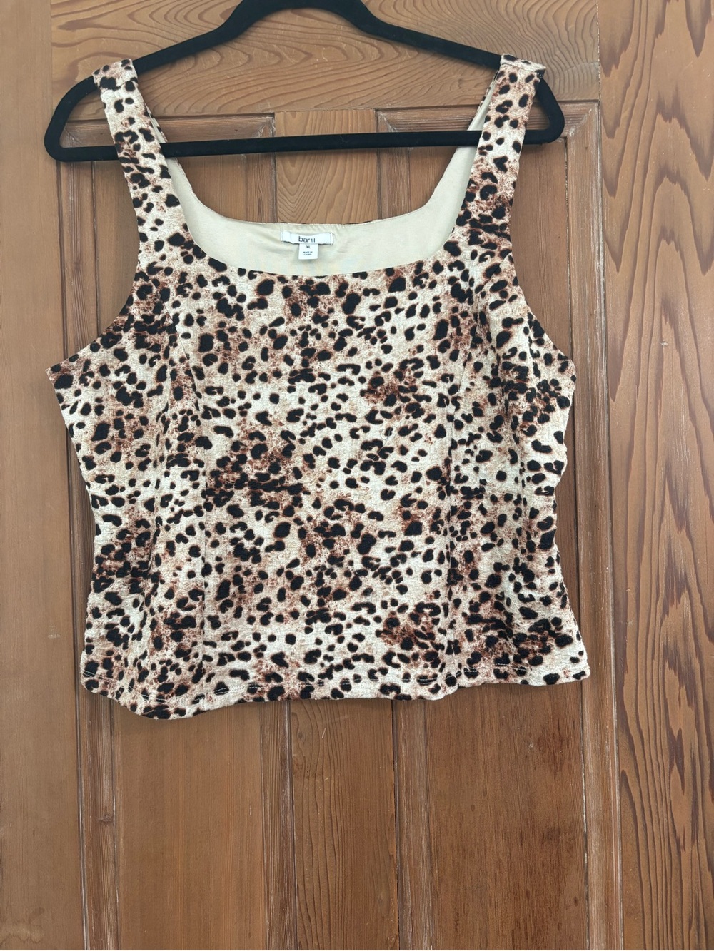 Bar III Leopard Print Square-Neck Tank Top - Brown/Cream